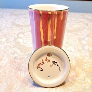 Anthropologie Good to Go Ceramic 16oz Travel Tumbler Mug Pink Ombré Retired (A)